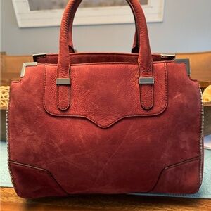 Rebecca Minkoff wine brushed leather handbag. 10x13